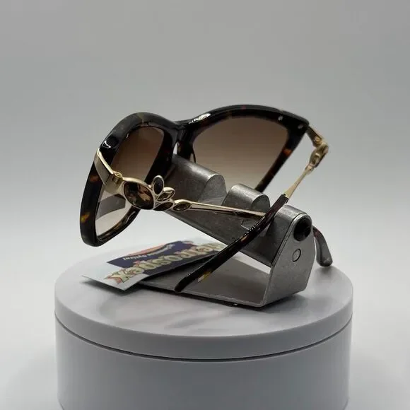 NOS Vintage Y2K Designer Sunglasses BCBG Max Azria | Luxe Tortoise Gold Cat Eye - Picture 6 of 11